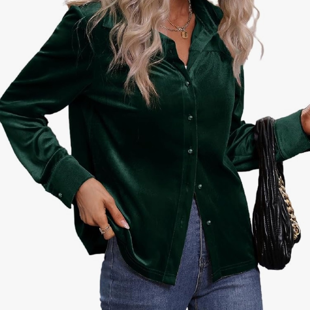 Elegant Green Velvet Women's Top